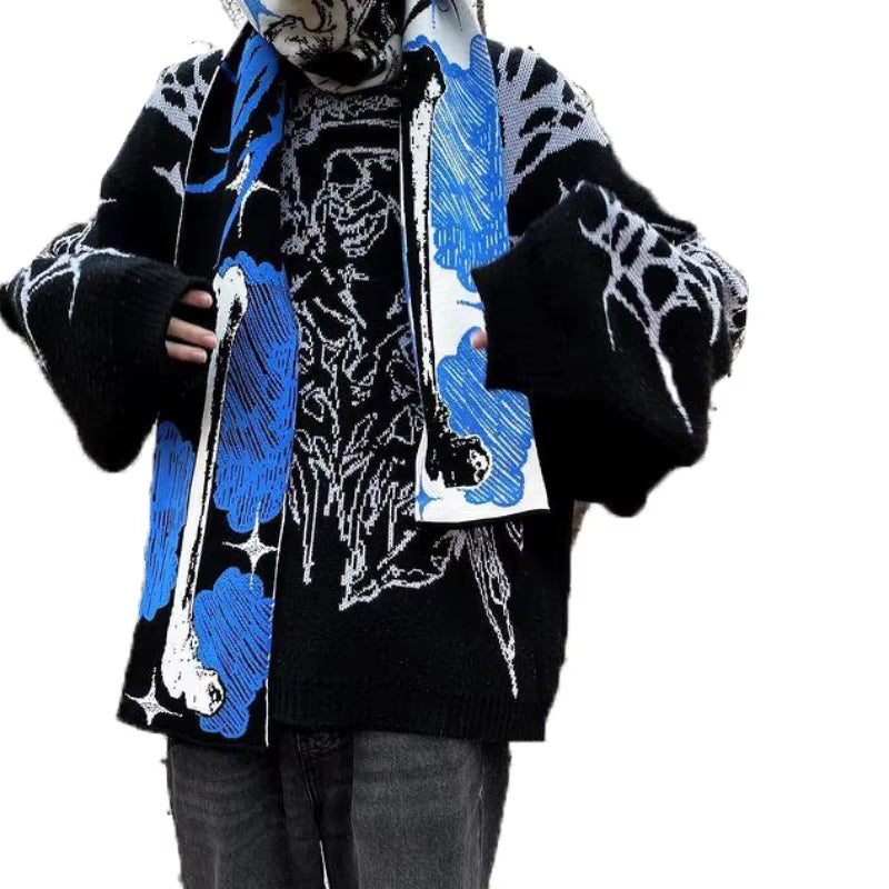 Warm Quality Knit Sweater Women'S Pullover Streetwear Wool Sweater Punk Vintage Top Gothic Y2K Winter Clothing