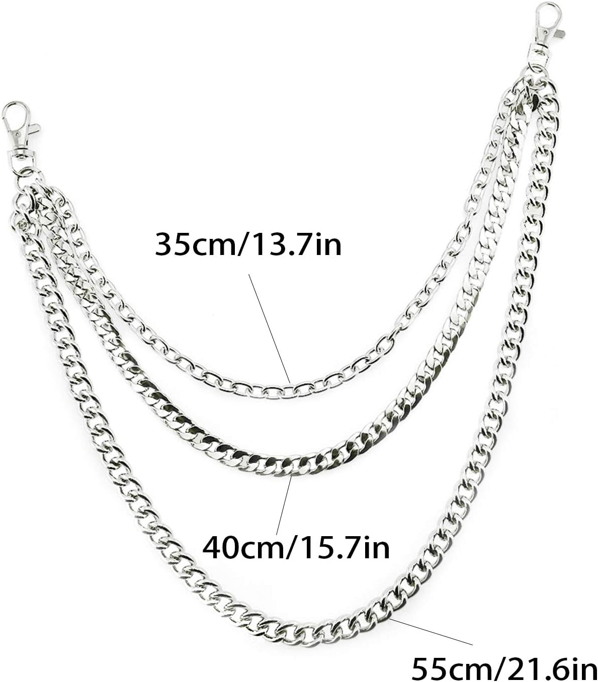 Trousers Chain, Pants Chain Belt Chain Wallet Chain Pocket Chain Hip Hop Punk Jeans Chain Key Chain Goth Accessories for Eboy Egirl Women Men (Silver)