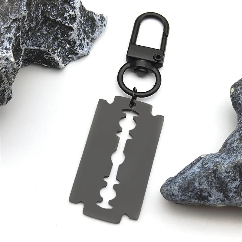 Gothic Blade Razor Pendant Necklaces Men Stainless Steel Black Goth Male Chain Necklace Grunge Y2K Emo Jewelry Collier Homme