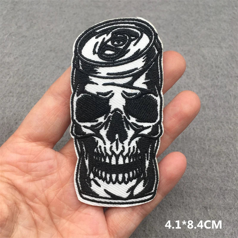 Black and White Punk Sticker Jacket Embroidered Patches for Clothing Punk Patches Clothing Thermoadhesive Patches