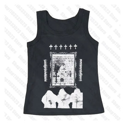 Y2K Style Cute Women'S Sleeveless Baby Tank Top 2000S Punk Cool Print Short Vest Tee Cool Street Fashion Gothic Women Clothing