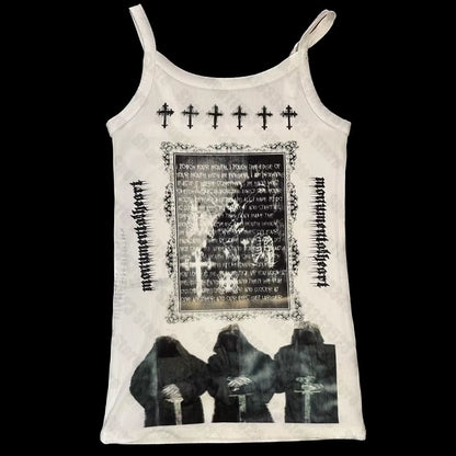 Y2K Style Cute Women'S Sleeveless Baby Tank Top 2000S Punk Cool Print Short Vest Tee Cool Street Fashion Gothic Women Clothing
