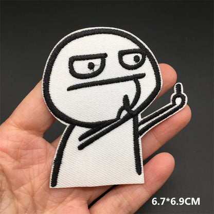 Black and White Punk Sticker Jacket Embroidered Patches for Clothing Punk Patches Clothing Thermoadhesive Patches