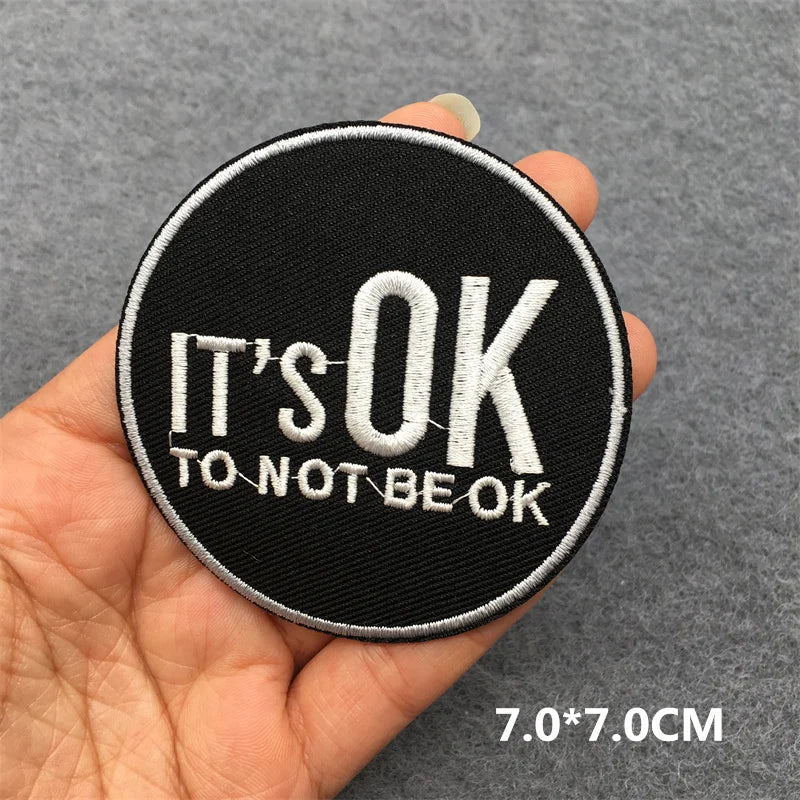 Black and White Punk Sticker Jacket Embroidered Patches for Clothing Punk Patches Clothing Thermoadhesive Patches