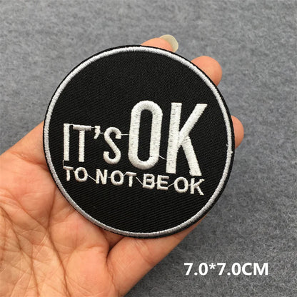 Black and White Punk Sticker Jacket Embroidered Patches for Clothing Punk Patches Clothing Thermoadhesive Patches