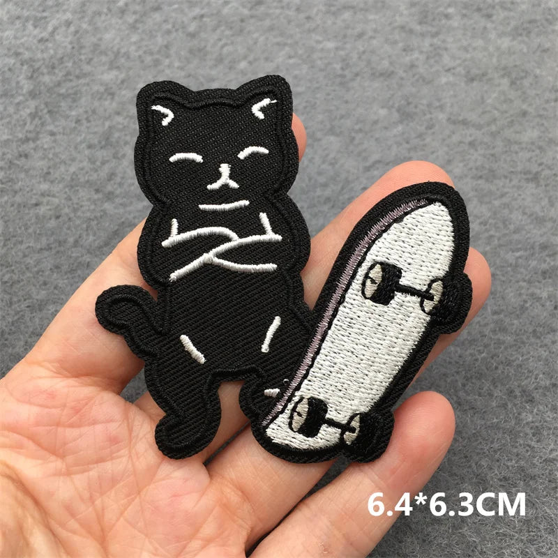 Black and White Punk Sticker Jacket Embroidered Patches for Clothing Punk Patches Clothing Thermoadhesive Patches