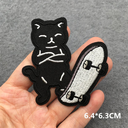 Black and White Punk Sticker Jacket Embroidered Patches for Clothing Punk Patches Clothing Thermoadhesive Patches