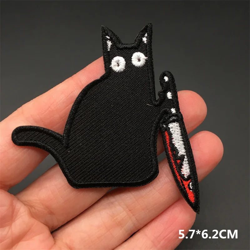 Black and White Punk Sticker Jacket Embroidered Patches for Clothing Punk Patches Clothing Thermoadhesive Patches