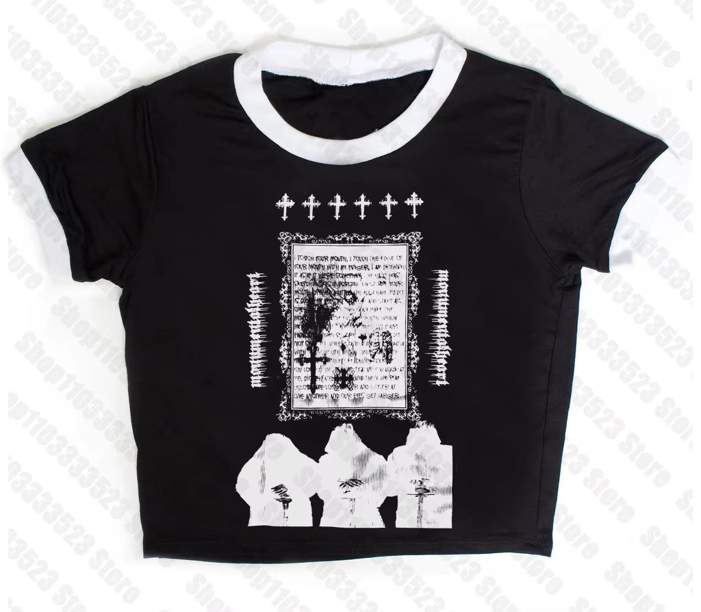 Y2K Style Cute Women'S Sleeveless Baby Tank Top 2000S Punk Cool Print Short Vest Tee Cool Street Fashion Gothic Women Clothing