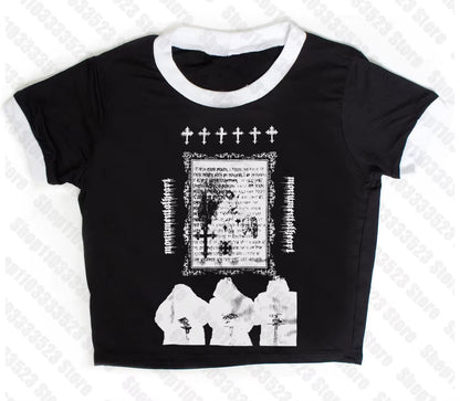 Y2K Style Cute Women'S Sleeveless Baby Tank Top 2000S Punk Cool Print Short Vest Tee Cool Street Fashion Gothic Women Clothing