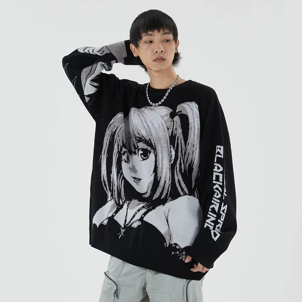 2000S Vintage Knitted Harajuku Kawaii Winter Clothes Women Oversized Sweaters Gothic Long Sleeve Tops Goth Y2K Streetwear Men