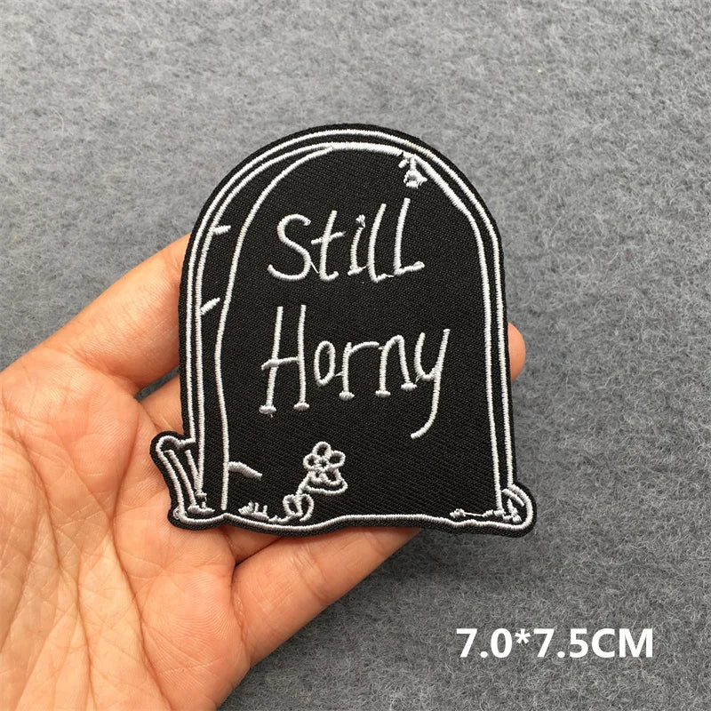 Black and White Punk Sticker Jacket Embroidered Patches for Clothing Punk Patches Clothing Thermoadhesive Patches