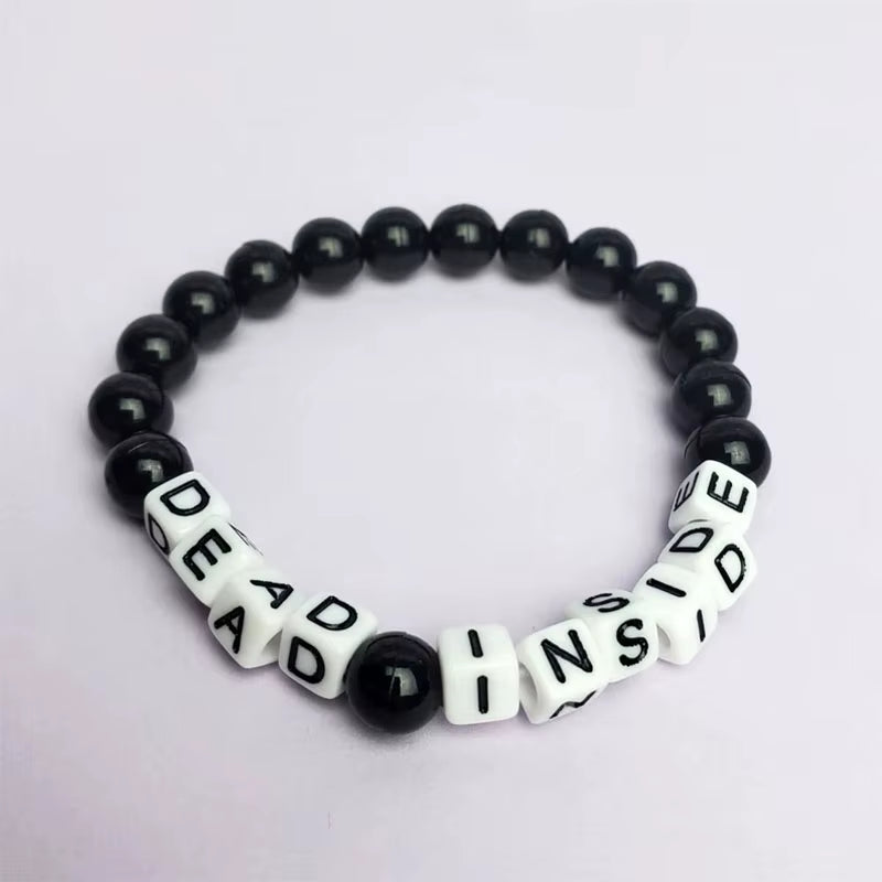 Dead inside Bracelet Pastel Goth Aesthetic Bracelet Spooky Halloween Jewelry Creepy Cute Purple Kandi Bracelet