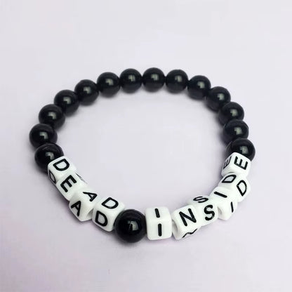 Dead inside Bracelet Pastel Goth Aesthetic Bracelet Spooky Halloween Jewelry Creepy Cute Purple Kandi Bracelet