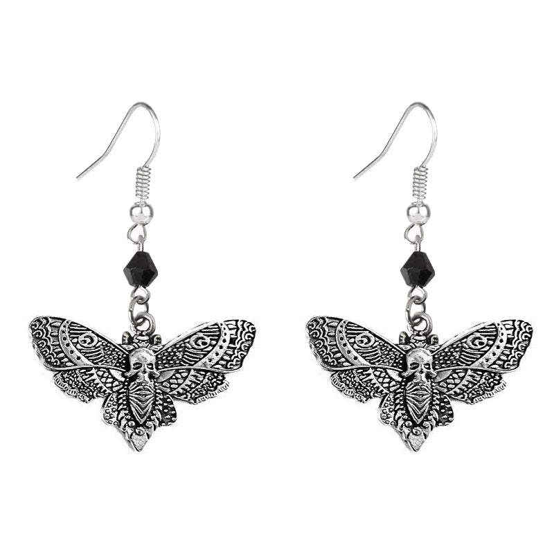 Death Moth Necklace Vintage Pendant Sugar Skull Gothic Butterfly Rock Emo Goth Hiphop Women Men Jewelry Halloween Accessories