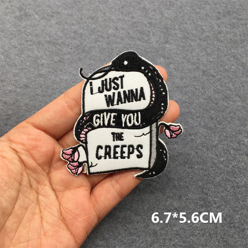 Black and White Punk Sticker Jacket Embroidered Patches for Clothing Punk Patches Clothing Thermoadhesive Patches