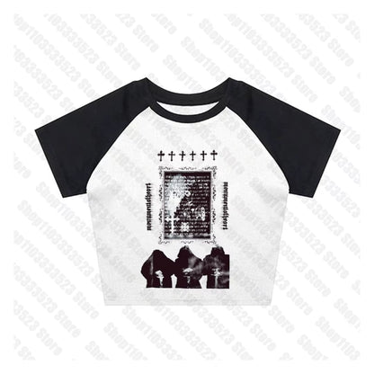 Y2K Style Cute Women'S Sleeveless Baby Tank Top 2000S Punk Cool Print Short Vest Tee Cool Street Fashion Gothic Women Clothing