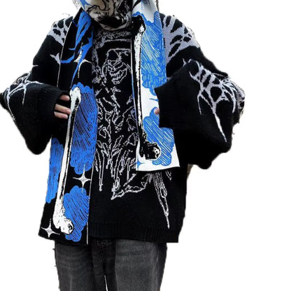 Warm Quality Knit Sweater Women'S Pullover Streetwear Wool Sweater Punk Vintage Top Gothic Y2K Winter Clothing