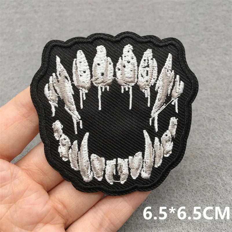 Black and White Punk Sticker Jacket Embroidered Patches for Clothing Punk Patches Clothing Thermoadhesive Patches