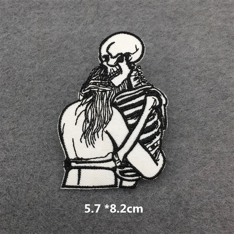 Black and White Punk Sticker Jacket Embroidered Patches for Clothing Punk Patches Clothing Thermoadhesive Patches