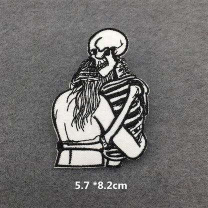 Black and White Punk Sticker Jacket Embroidered Patches for Clothing Punk Patches Clothing Thermoadhesive Patches