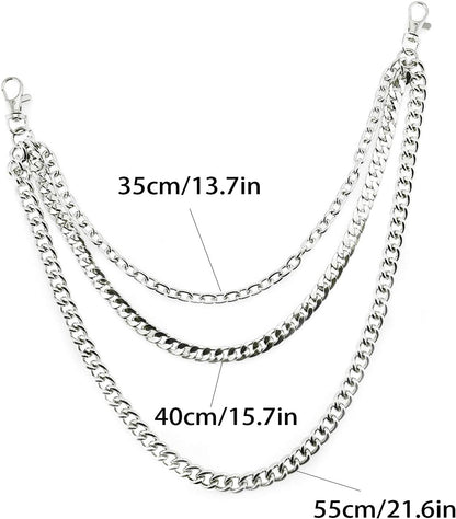 Trousers Chain, Pants Chain Belt Chain Wallet Chain Pocket Chain Hip Hop Punk Jeans Chain Key Chain Goth Accessories for Eboy Egirl Women Men (Silver)