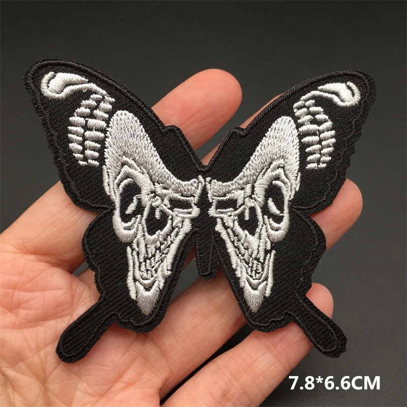 Black and White Punk Sticker Jacket Embroidered Patches for Clothing Punk Patches Clothing Thermoadhesive Patches