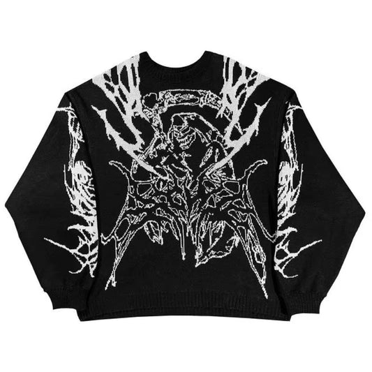 Warm Quality Knit Sweater Women'S Pullover Streetwear Wool Sweater Punk Vintage Top Gothic Y2K Winter Clothing