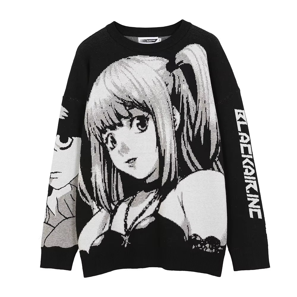 2000S Vintage Knitted Harajuku Kawaii Winter Clothes Women Oversized Sweaters Gothic Long Sleeve Tops Goth Y2K Streetwear Men