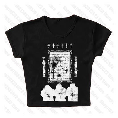 Y2K Style Cute Women'S Sleeveless Baby Tank Top 2000S Punk Cool Print Short Vest Tee Cool Street Fashion Gothic Women Clothing