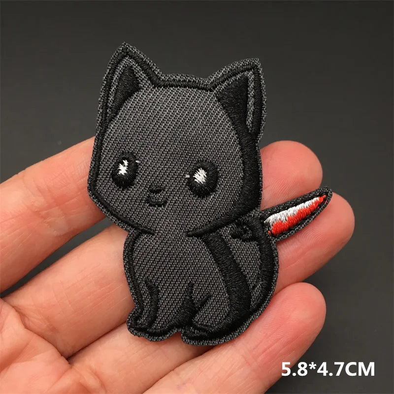 Black and White Punk Sticker Jacket Embroidered Patches for Clothing Punk Patches Clothing Thermoadhesive Patches