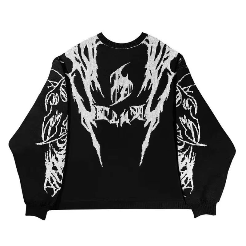 Warm Quality Knit Sweater Women'S Pullover Streetwear Wool Sweater Punk Vintage Top Gothic Y2K Winter Clothing