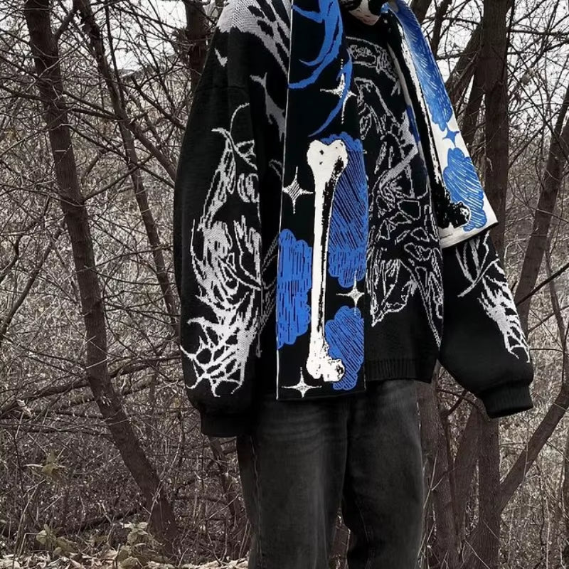 Warm Quality Knit Sweater Women'S Pullover Streetwear Wool Sweater Punk Vintage Top Gothic Y2K Winter Clothing