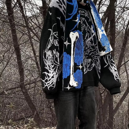 Warm Quality Knit Sweater Women'S Pullover Streetwear Wool Sweater Punk Vintage Top Gothic Y2K Winter Clothing