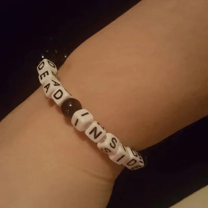 Dead inside Bracelet Pastel Goth Aesthetic Bracelet Spooky Halloween Jewelry Creepy Cute Purple Kandi Bracelet