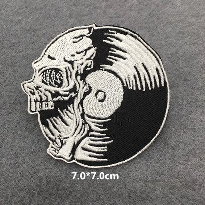 Black and White Punk Sticker Jacket Embroidered Patches for Clothing Punk Patches Clothing Thermoadhesive Patches