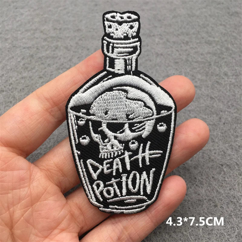 Black and White Punk Sticker Jacket Embroidered Patches for Clothing Punk Patches Clothing Thermoadhesive Patches