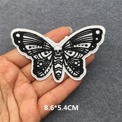Black and White Punk Sticker Jacket Embroidered Patches for Clothing Punk Patches Clothing Thermoadhesive Patches
