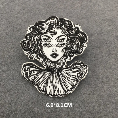Black and White Punk Sticker Jacket Embroidered Patches for Clothing Punk Patches Clothing Thermoadhesive Patches