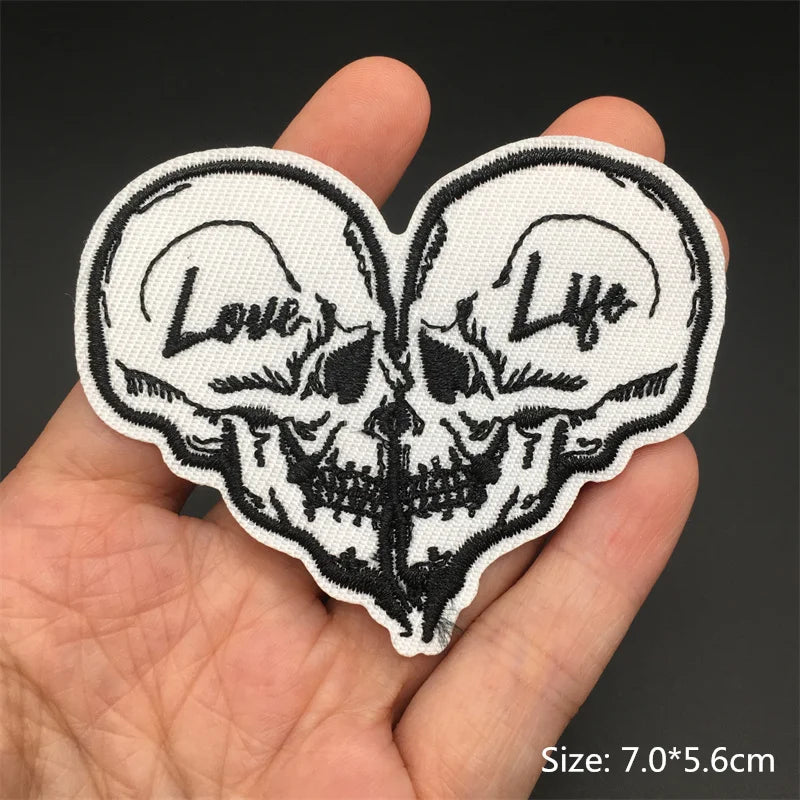 Black and White Punk Sticker Jacket Embroidered Patches for Clothing Punk Patches Clothing Thermoadhesive Patches