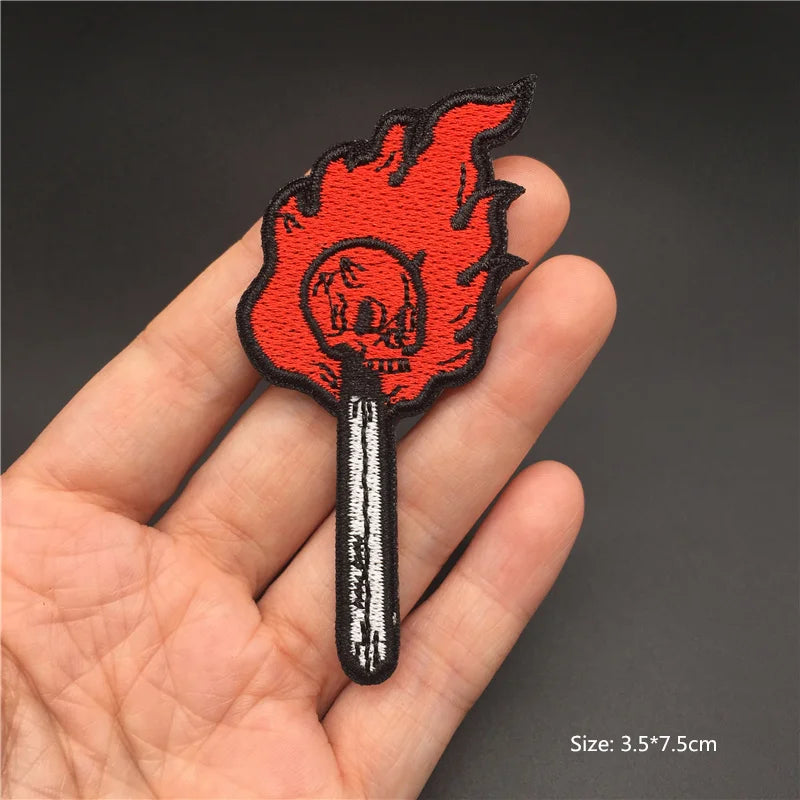 Black and White Punk Sticker Jacket Embroidered Patches for Clothing Punk Patches Clothing Thermoadhesive Patches