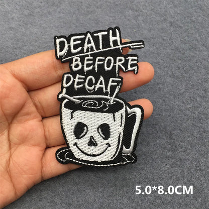 Black and White Punk Sticker Jacket Embroidered Patches for Clothing Punk Patches Clothing Thermoadhesive Patches