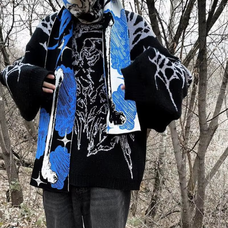 Warm Quality Knit Sweater Women'S Pullover Streetwear Wool Sweater Punk Vintage Top Gothic Y2K Winter Clothing