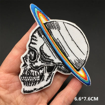 Black and White Punk Sticker Jacket Embroidered Patches for Clothing Punk Patches Clothing Thermoadhesive Patches