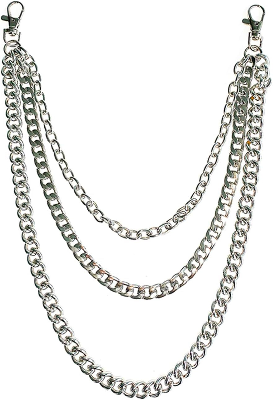 Trousers Chain, Pants Chain Belt Chain Wallet Chain Pocket Chain Hip Hop Punk Jeans Chain Key Chain Goth Accessories for Eboy Egirl Women Men (Silver)