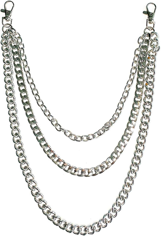 Trousers Chain, Pants Chain Belt Chain Wallet Chain Pocket Chain Hip Hop Punk Jeans Chain Key Chain Goth Accessories for Eboy Egirl Women Men (Silver)