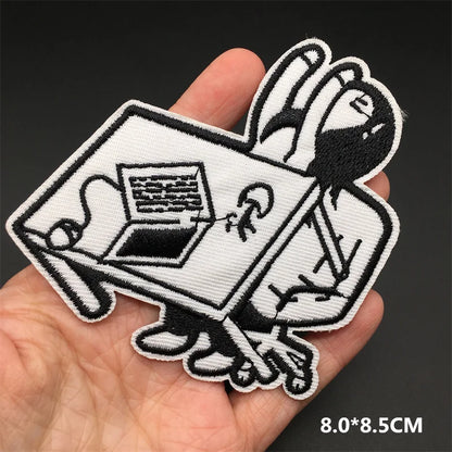 Black and White Punk Sticker Jacket Embroidered Patches for Clothing Punk Patches Clothing Thermoadhesive Patches