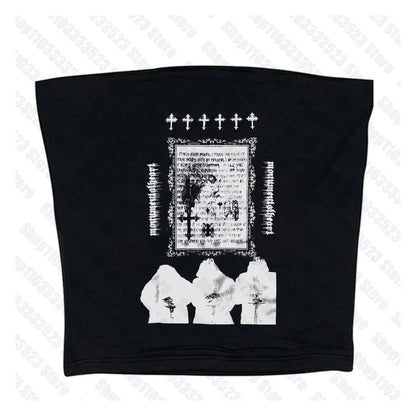 Y2K Style Cute Women'S Sleeveless Baby Tank Top 2000S Punk Cool Print Short Vest Tee Cool Street Fashion Gothic Women Clothing
