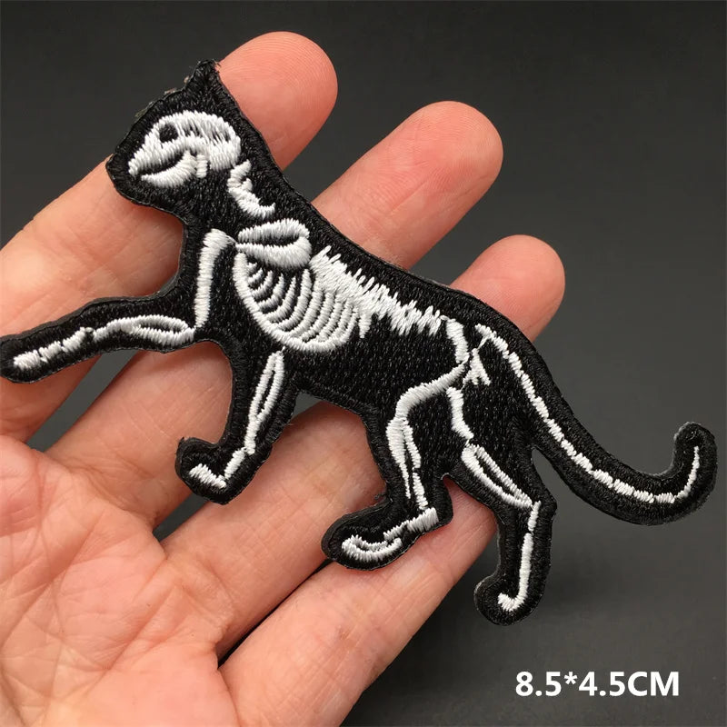 Black and White Punk Sticker Jacket Embroidered Patches for Clothing Punk Patches Clothing Thermoadhesive Patches