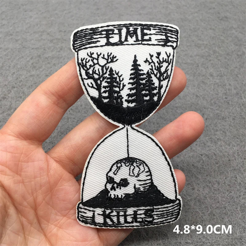 Black and White Punk Sticker Jacket Embroidered Patches for Clothing Punk Patches Clothing Thermoadhesive Patches